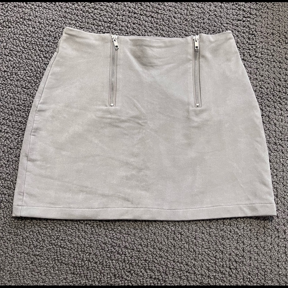 grey suede mini skirt